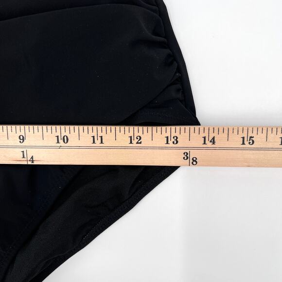 PROFILE BY GOTTEX One Piece Swimsuit Womens 8 Black Square Neck Ruched New - Picture 14 of 15